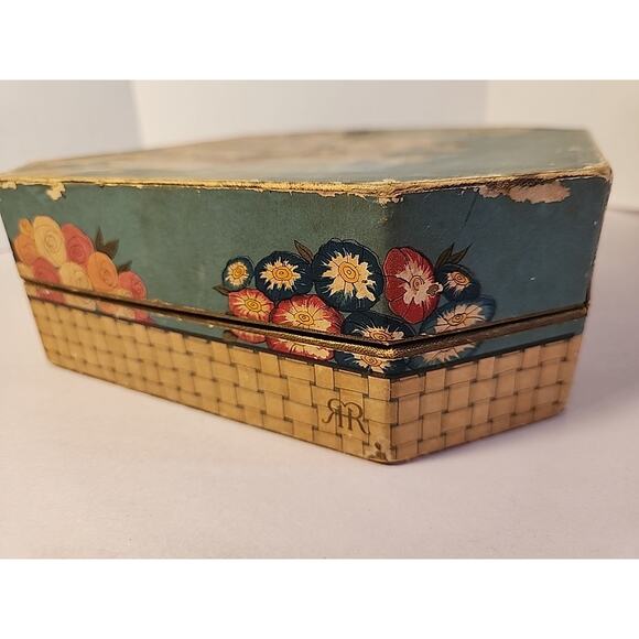 Art Deco Cardboard Powder BOX 3 Flowers Art Deco Richard Hudnut George Barbier - Picture 12 of 16